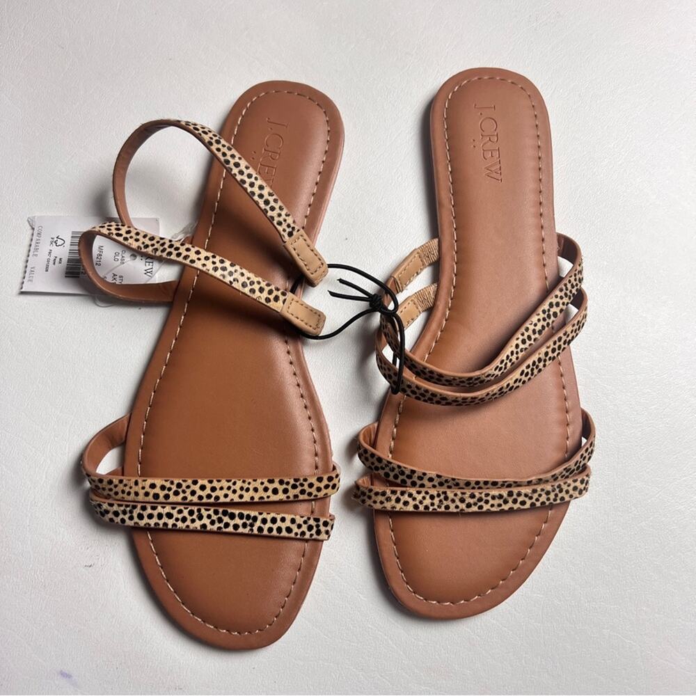 J.Crew Women’s Double Strapped Animal Print Low Heel Comfortable Sandals Sz 8